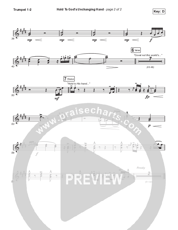 Hold To God’s Unchanging Hand Trumpet 1,2 (Sandra McCracken)