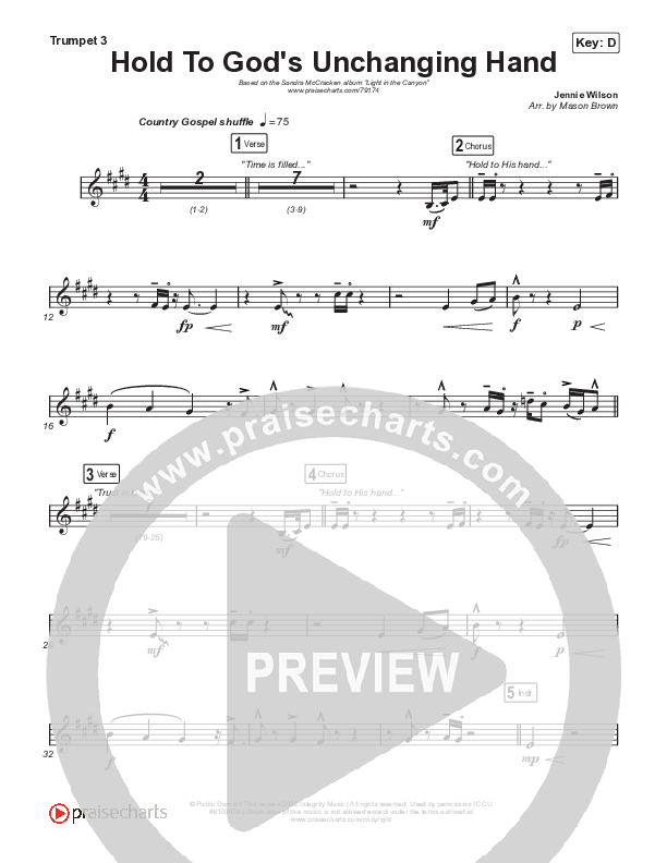 Hold To God’s Unchanging Hand Trumpet 3 (Sandra McCracken)