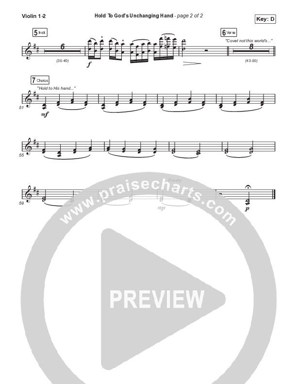 Hold To God’s Unchanging Hand Violin Sheet Music PDF (Sandra McCracken