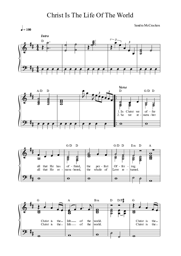 Christ is The Life Of The World Lead Sheet (SAT) (Sandra McCracken)