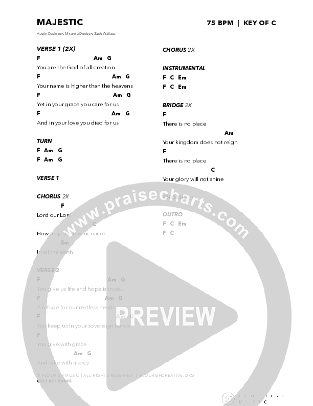 Majestic Chord Chart (Flourish Music)