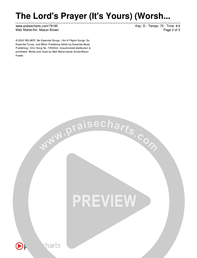 The Lord's Prayer (It's Yours) (Worship Choir SAB) Chords & Lyrics (Matt Maher / Arr. Mason Brown)