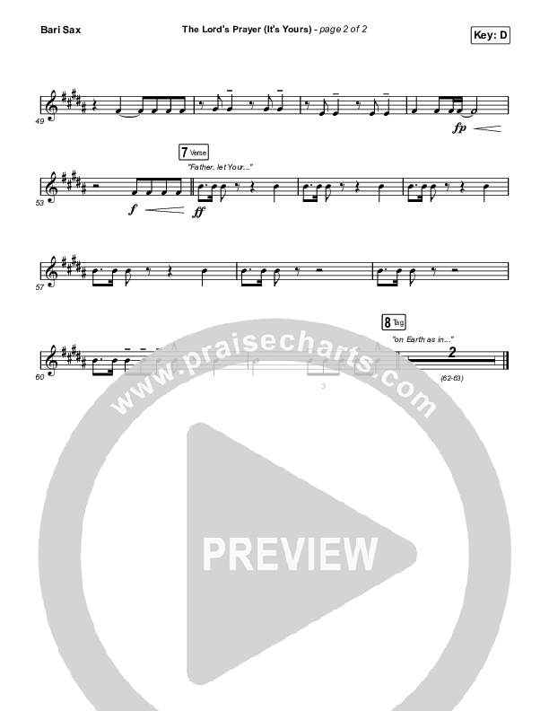 The Lord's Prayer (It's Yours) (Worship Choir SAB) Bari Sax (Matt Maher / Arr. Mason Brown)