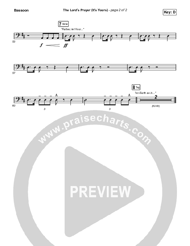The Lord's Prayer (It's Yours) (Worship Choir SAB) Bassoon (Matt Maher / Arr. Mason Brown)