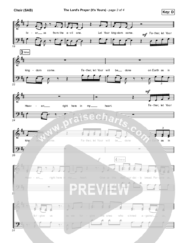 The Lord's Prayer (It's Yours) (Worship Choir SAB) Choir Sheet (SAB) (Matt Maher / Arr. Mason Brown)