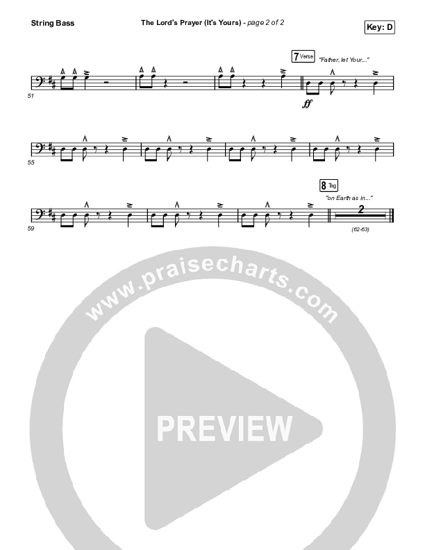 The Lord's Prayer (It's Yours) (Worship Choir SAB) Double Bass (Matt Maher / Arr. Mason Brown)