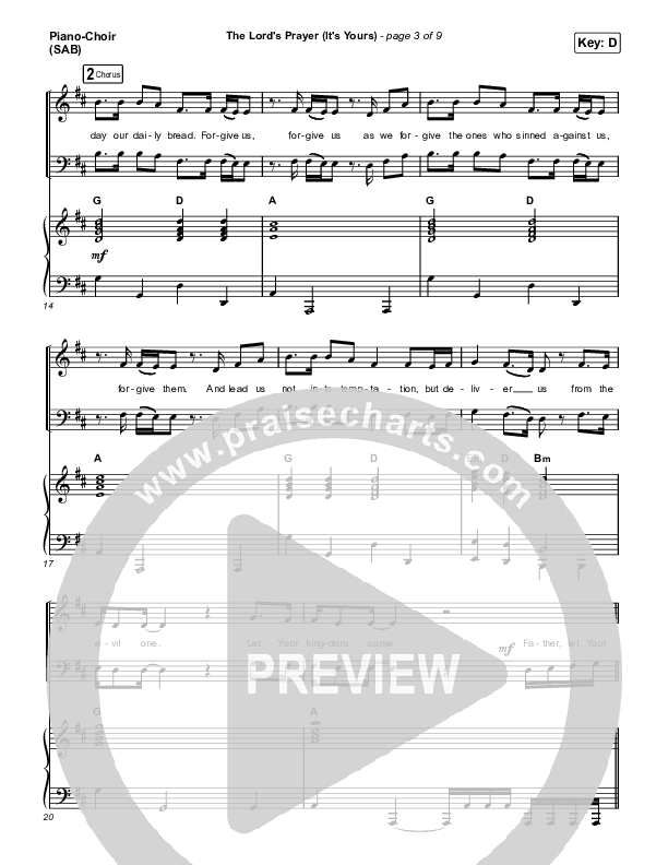 The Lord's Prayer (It's Yours) (Worship Choir SAB) Piano/Choir (SAB) (Matt Maher / Arr. Mason Brown)