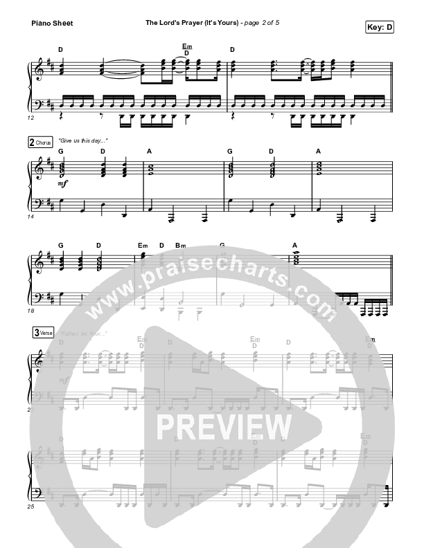 The Lord's Prayer (It's Yours) (Worship Choir SAB) Piano Sheet (Matt Maher / Arr. Mason Brown)