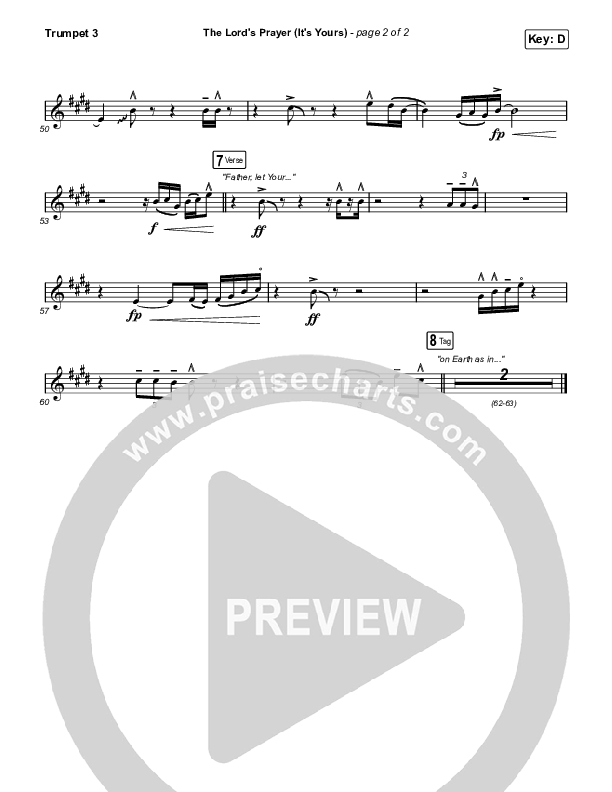 The Lord's Prayer (It's Yours) (Worship Choir SAB) Trumpet 3 (Matt Maher / Arr. Mason Brown)