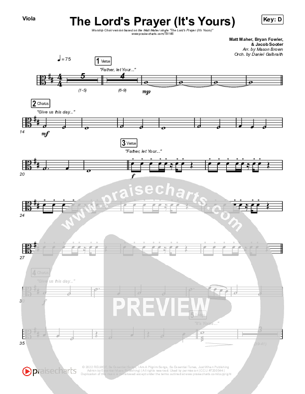 The Lord's Prayer (It's Yours) (Worship Choir SAB) String Pack (Matt Maher / Arr. Mason Brown)