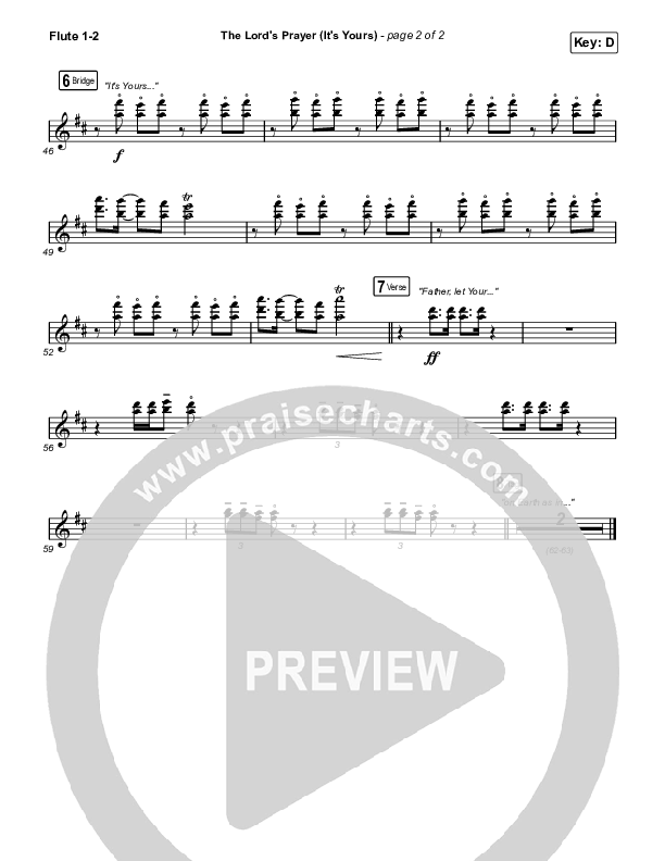 The Lord's Prayer (It's Yours) (Unison/2-Part Choir) Flute 1/2 (Matt Maher / Arr. Mason Brown)