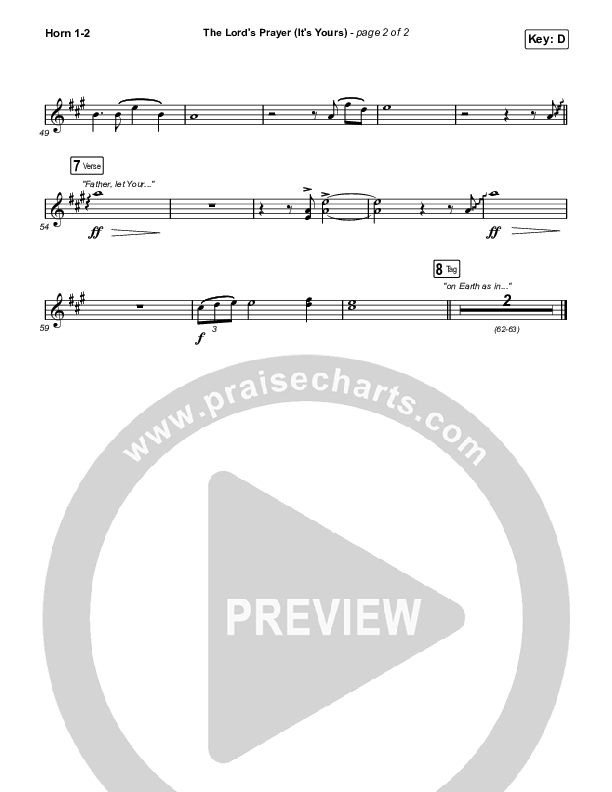 The Lord's Prayer (It's Yours) (Unison/2-Part Choir) French Horn 1/2 (Matt Maher / Arr. Mason Brown)