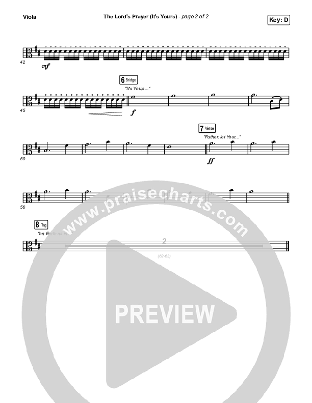 The Lord's Prayer (It's Yours) (Unison/2-Part Choir) Viola (Matt Maher / Arr. Mason Brown)