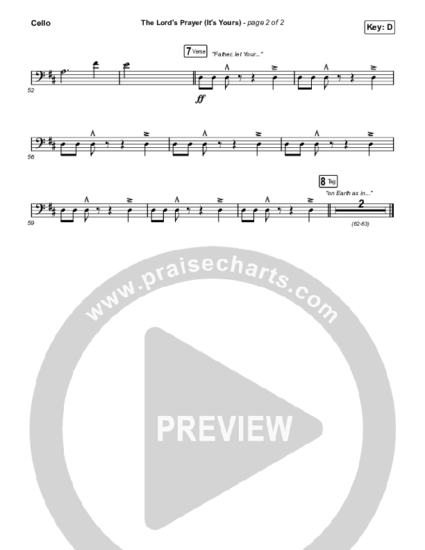 The Lord's Prayer (It's Yours) (Sing It Now SATB) Cello (Matt Maher / Arr. Mason Brown)