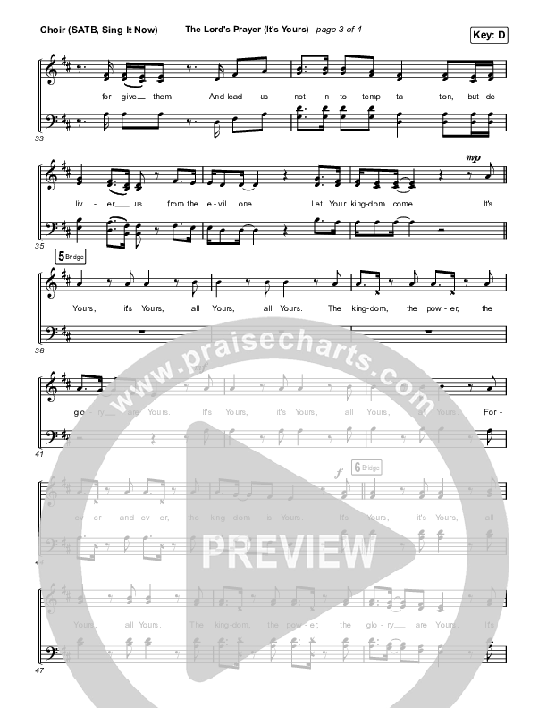 The Lord's Prayer (It's Yours) (Sing It Now SATB) Choir Sheet (SATB) (Matt Maher / Arr. Mason Brown)