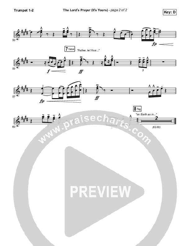 The Lord's Prayer (It's Yours) (Sing It Now SATB) Trumpet 1,2 (Matt Maher / Arr. Mason Brown)