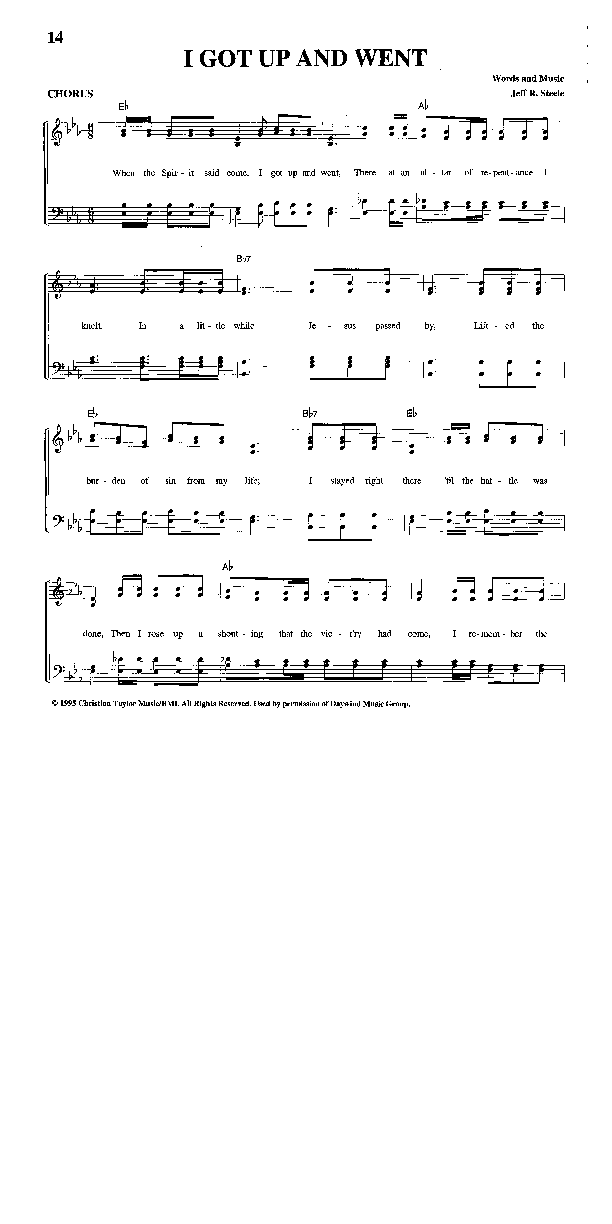 I Got Up And Went Lead Sheet (SAT) (The Steeles)