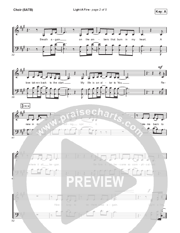Light A Fire Choir Sheet (SATB) (David Leonard)