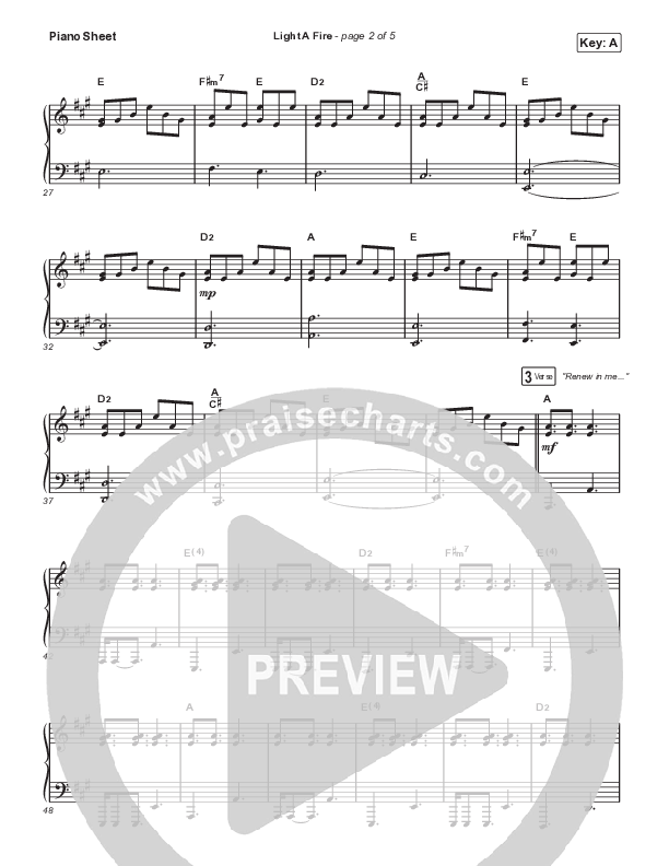 Light A Fire Piano Sheet (David Leonard)