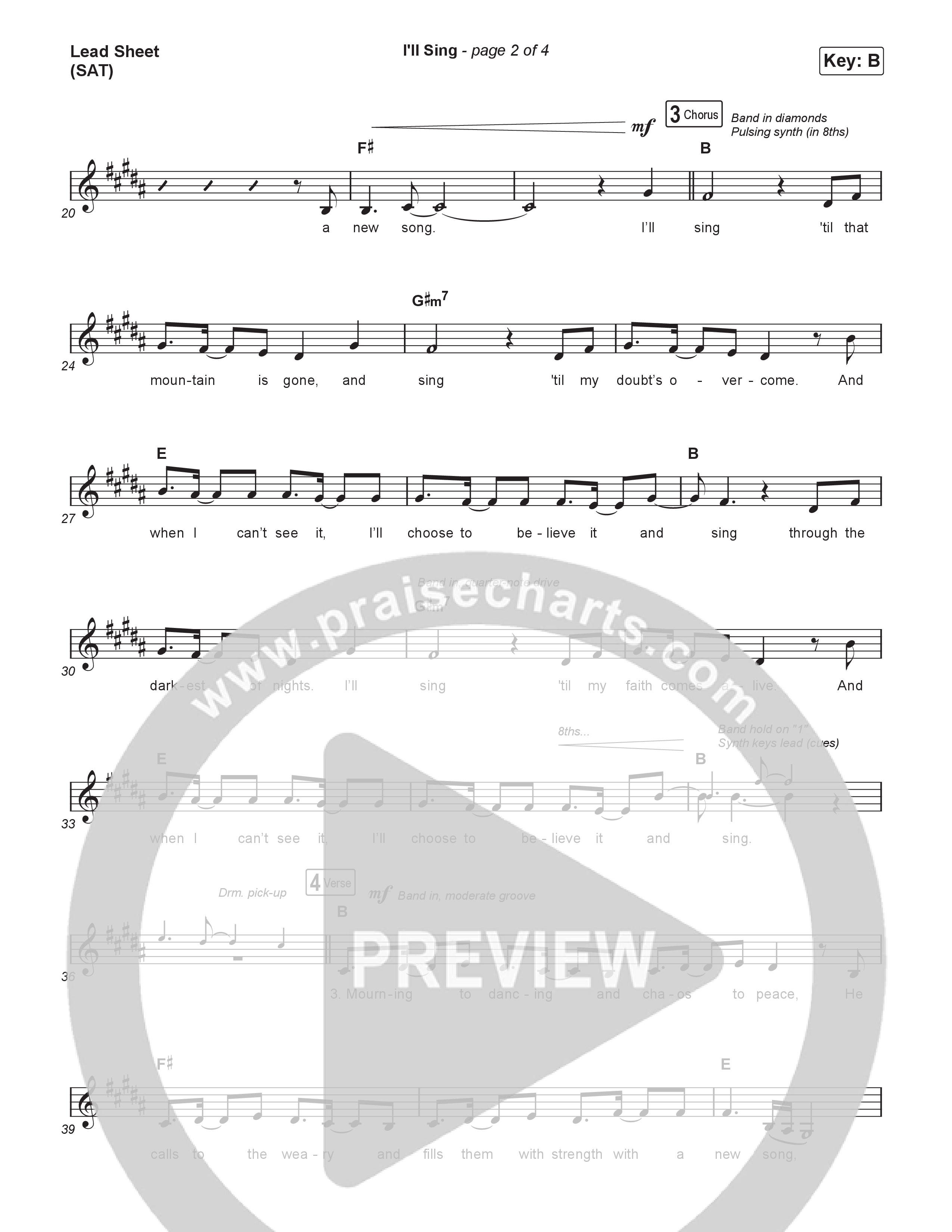 I'll Sing Lead Sheet (SAT) (Andrea Olson)