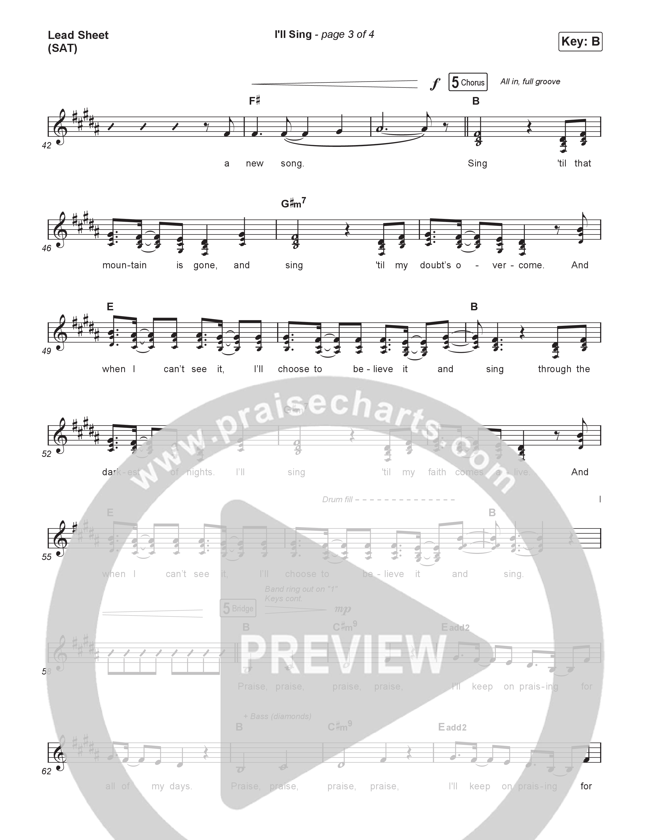 I'll Sing Lead Sheet (SAT) (Andrea Olson)