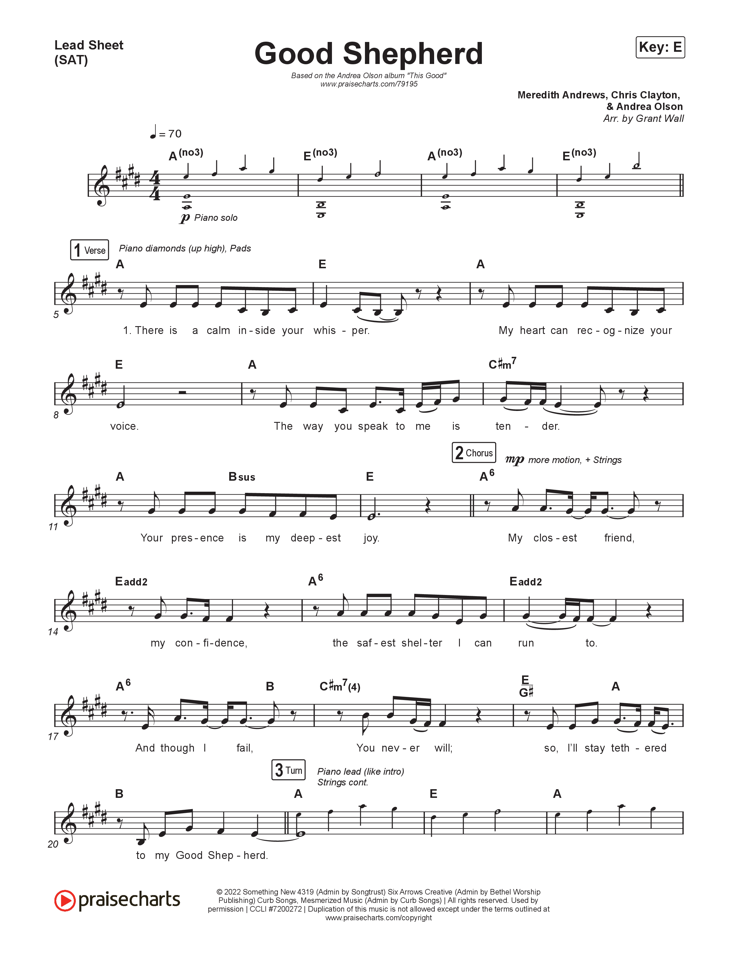 Good Shepherd Lead Sheet (SAT) (Andrea Olson)