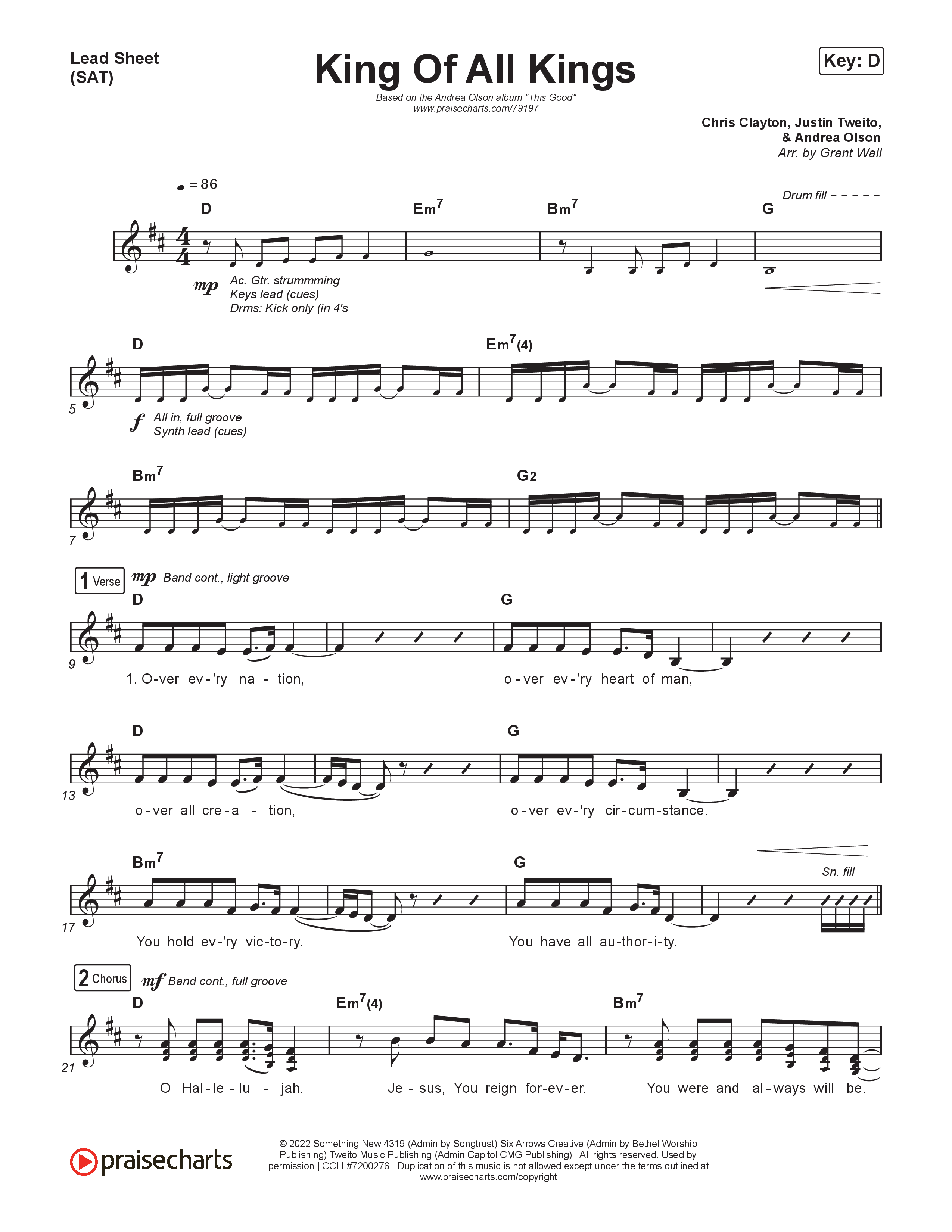 King Of All Kings Lead Sheet (SAT) (Andrea Olson)