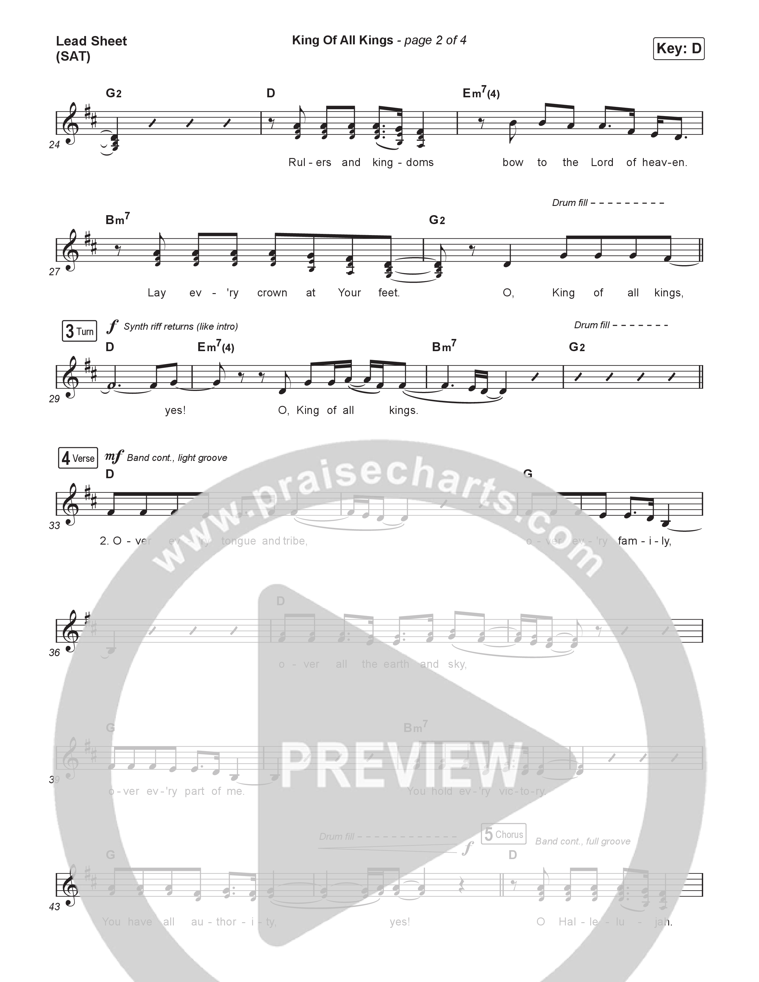 King Of All Kings Lead Sheet (SAT) (Andrea Olson)