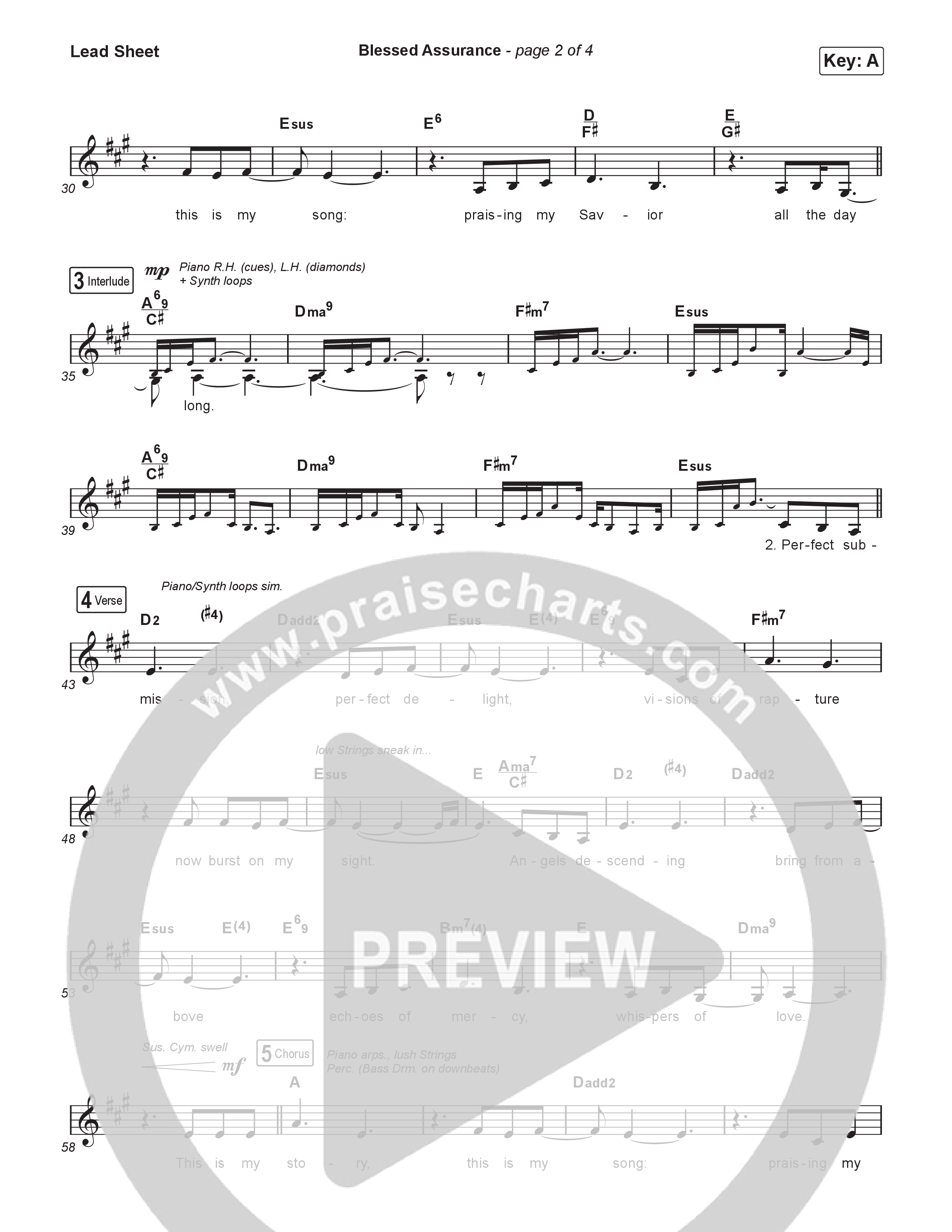 Blessed Assurance Lead Sheet (Melody) (Andrea Olson)