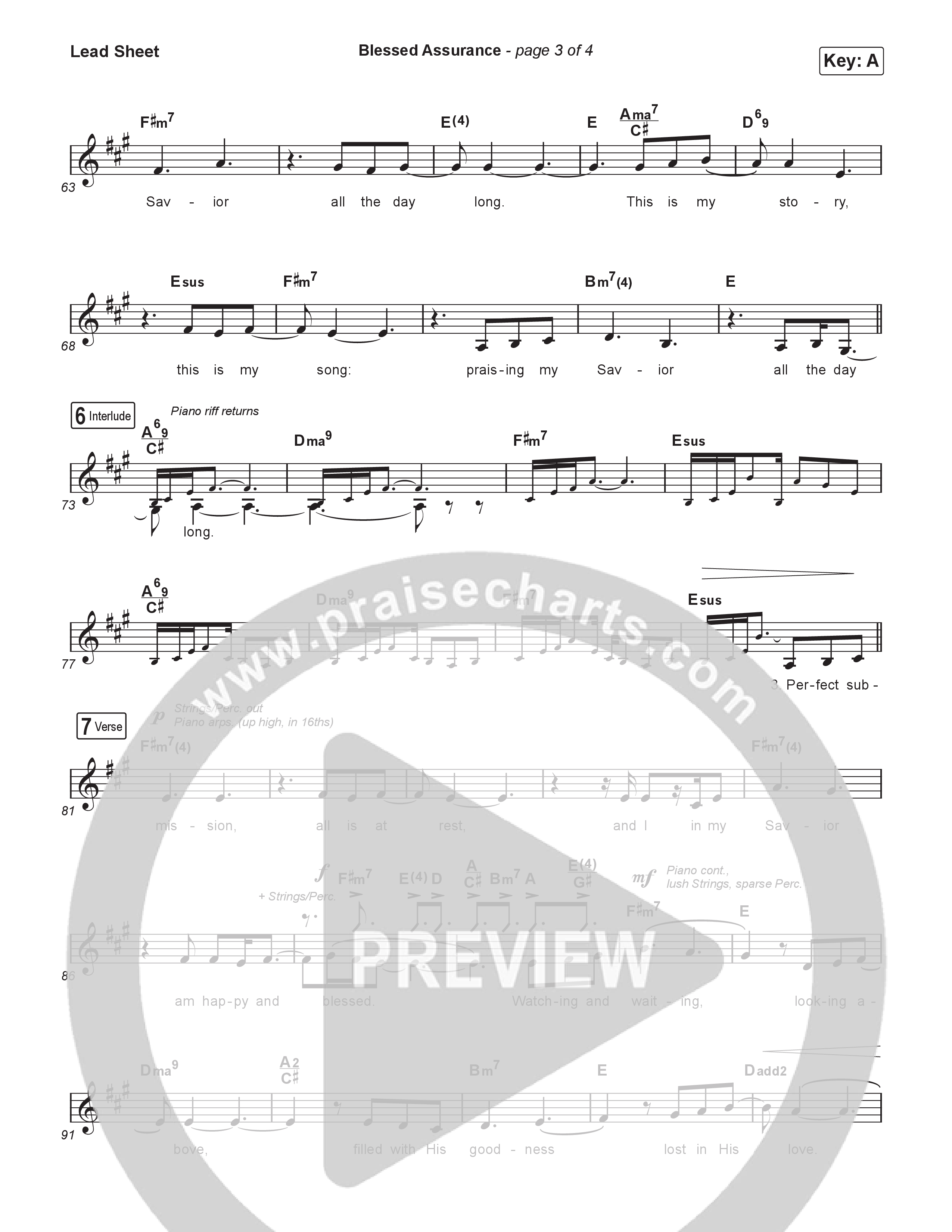 Blessed Assurance Lead Sheet (Melody) (Andrea Olson)