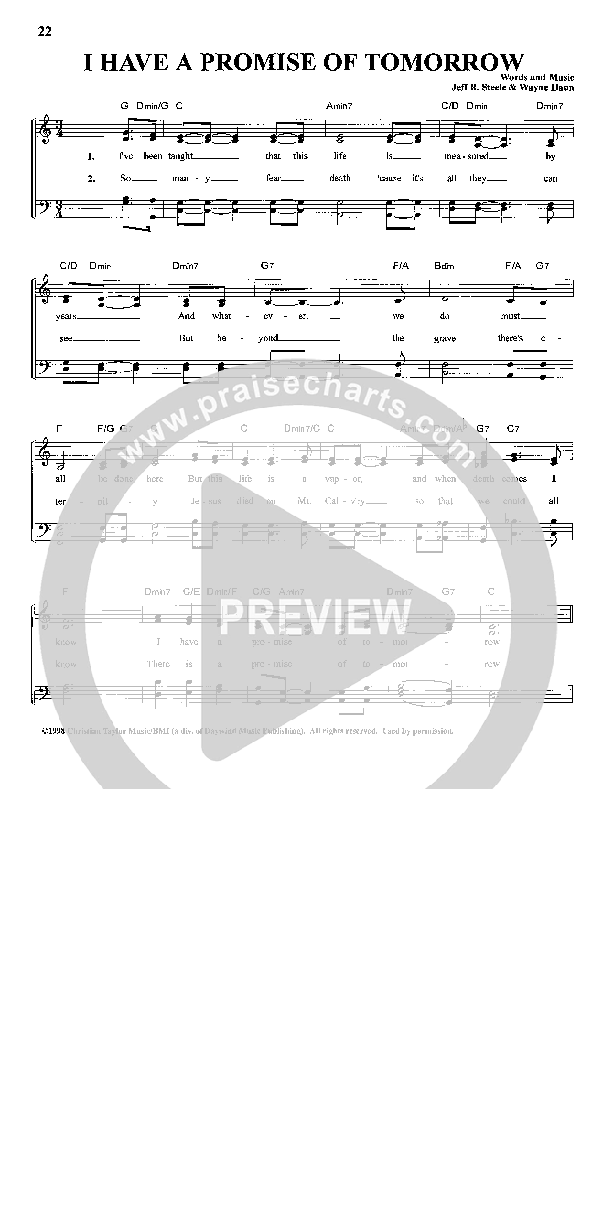 I Have A Promise Of Tomorrow Lead Sheet (The Steeles)