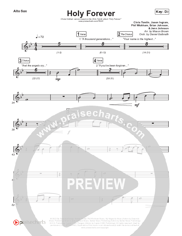 Holy Forever (Choral Anthem SATB) Sax Pack (Chris Tomlin / Arr. Mason Brown)