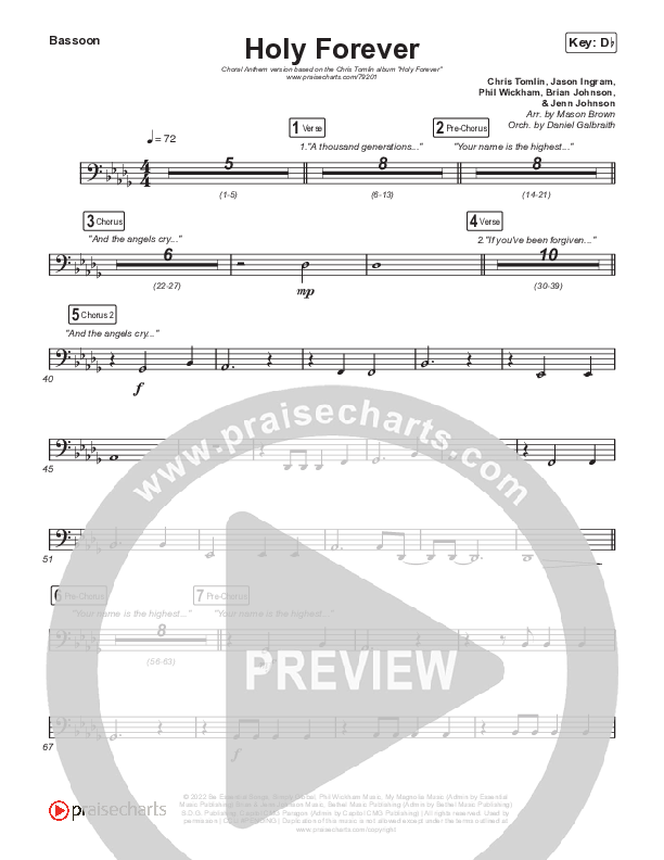 Holy Forever (Choral Anthem SATB) Bassoon (Chris Tomlin / Arr. Mason Brown)