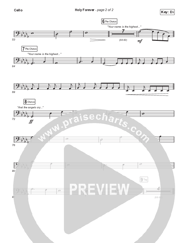Holy Forever (Choral Anthem SATB) Cello (Chris Tomlin / Arr. Mason Brown)