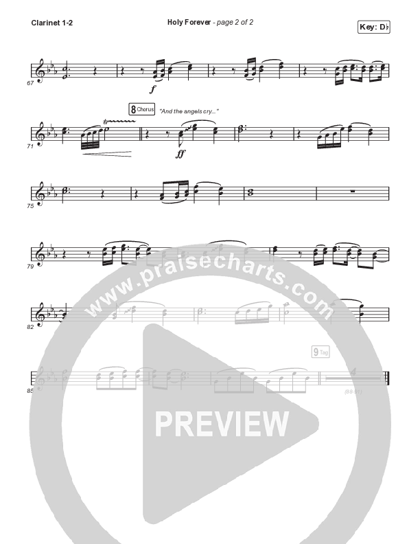 Holy Forever (Choral Anthem SATB) Clarinet 1/2 (Chris Tomlin / Arr. Mason Brown)