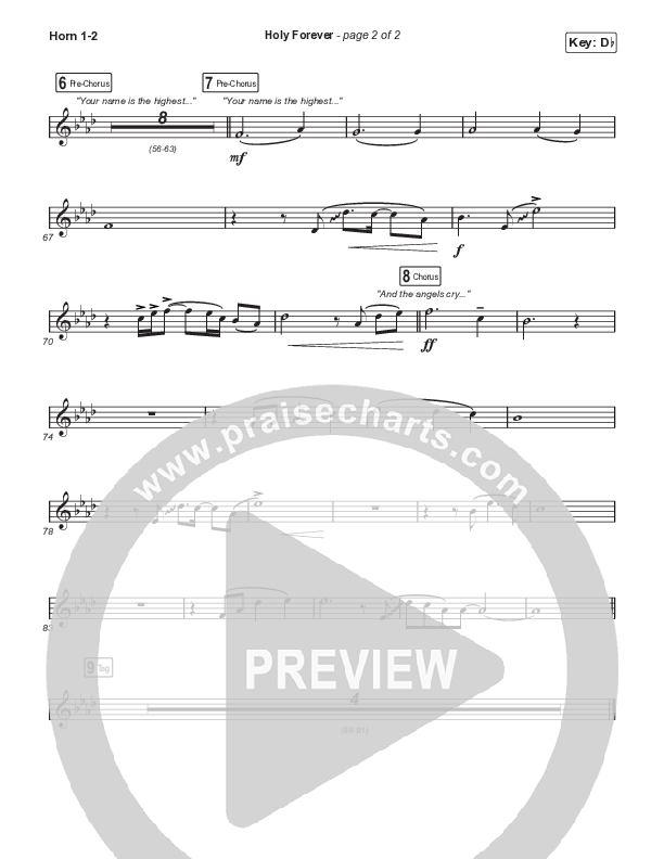 Holy Forever (Choral Anthem SATB) French Horn 1,2 (Chris Tomlin / Arr. Mason Brown)