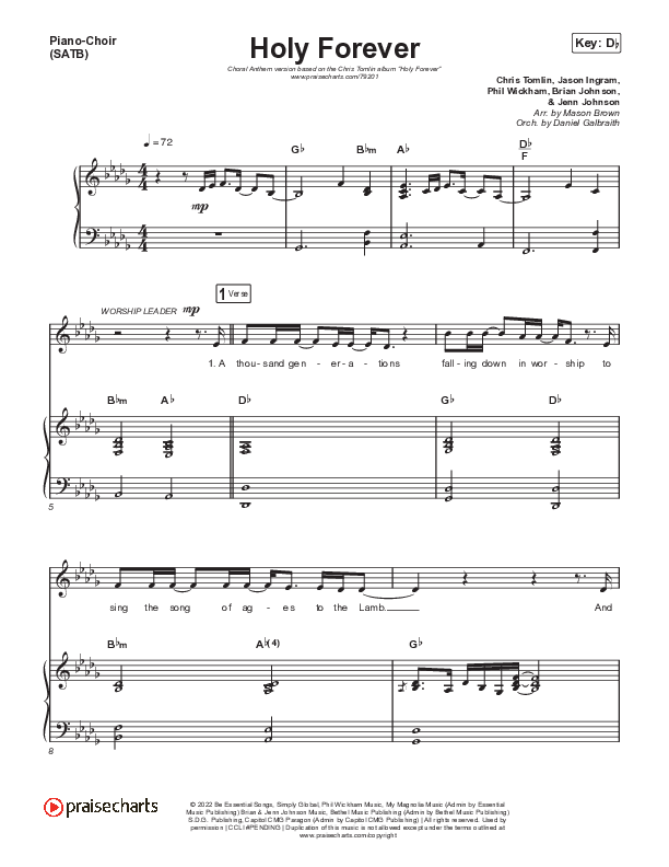 Holy Forever (Choral Anthem) Anthem (SATB + Piano) (Chris Tomlin / Arr. Mason Brown)