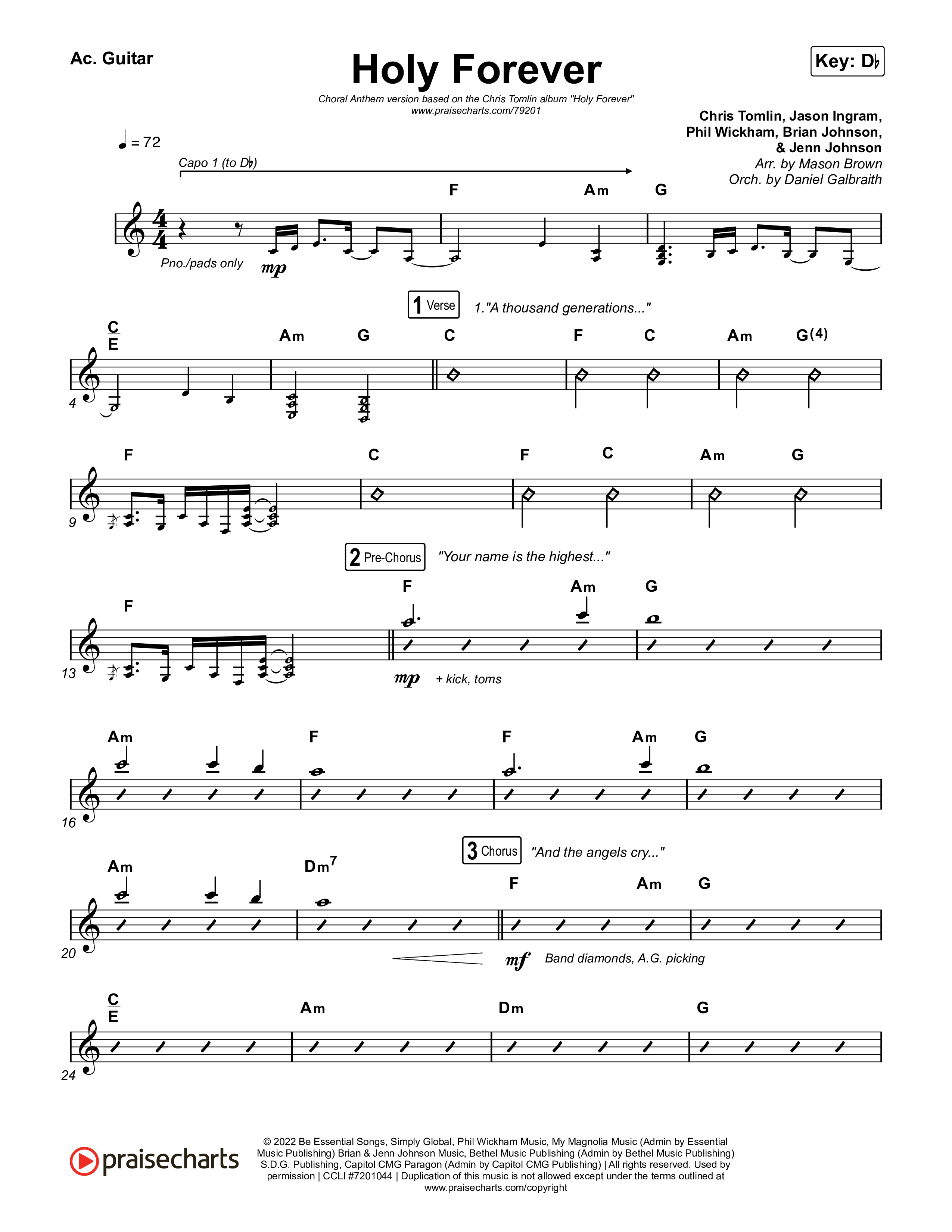 Holy Forever (Choral Anthem SATB) Acoustic Guitar (Chris Tomlin / Arr. Mason Brown)