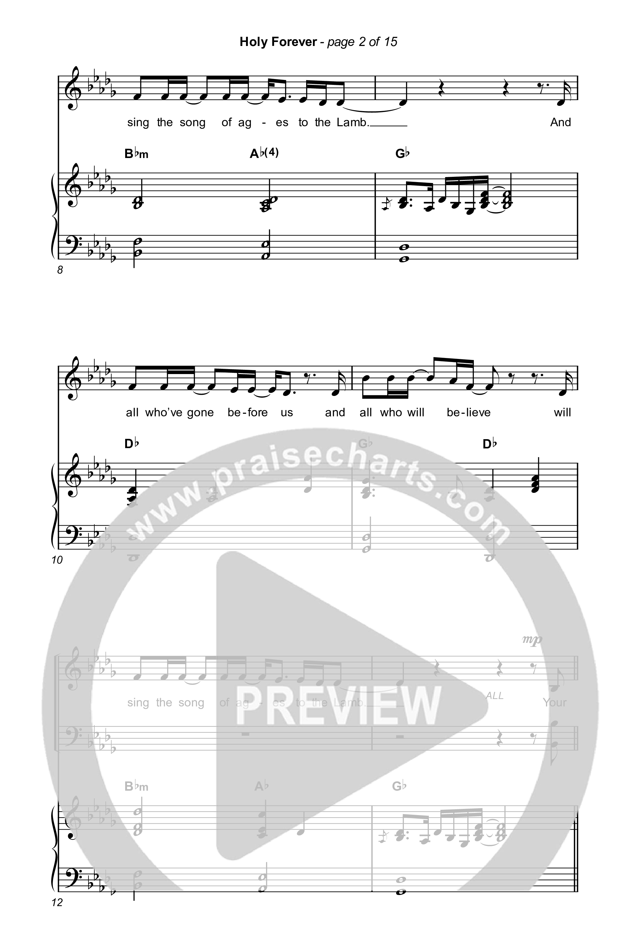 Holy Forever (Choral Anthem SATB) Octavo (SATB & Pno) (Chris Tomlin / Arr. Mason Brown)