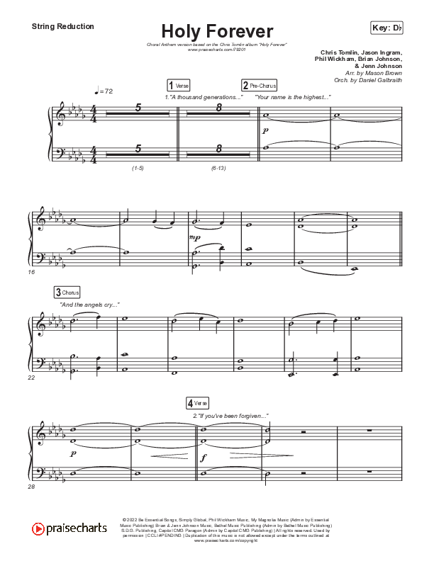 Holy Forever (Choral Anthem SATB) String Reduction (Chris Tomlin / Arr. Mason Brown)