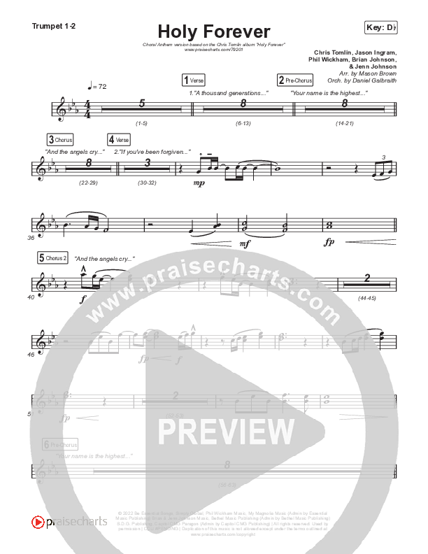 Holy Forever (Choral Anthem SATB) Brass Pack (Chris Tomlin / Arr. Mason Brown)