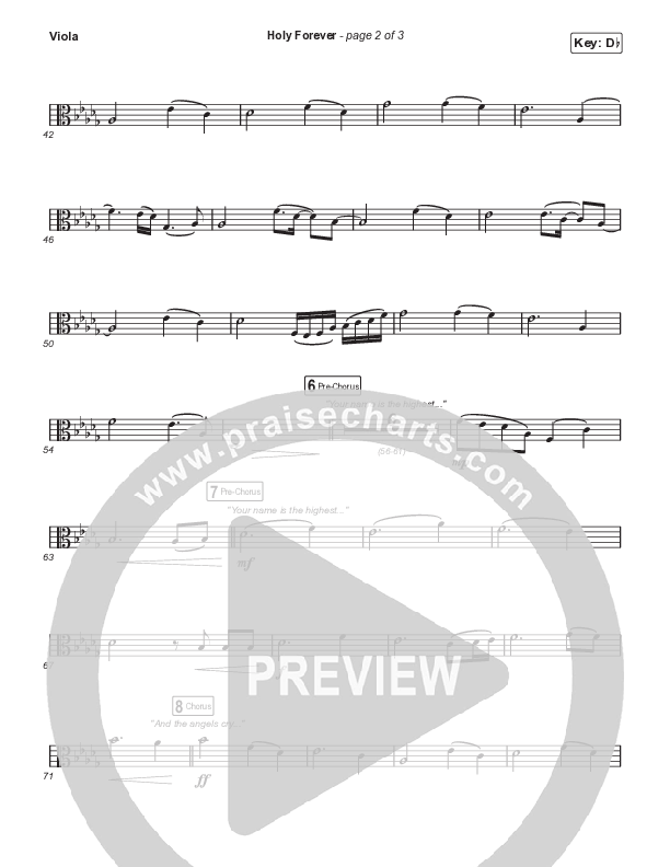 Holy Forever (Choral Anthem SATB) Viola (Chris Tomlin / Arr. Mason Brown)