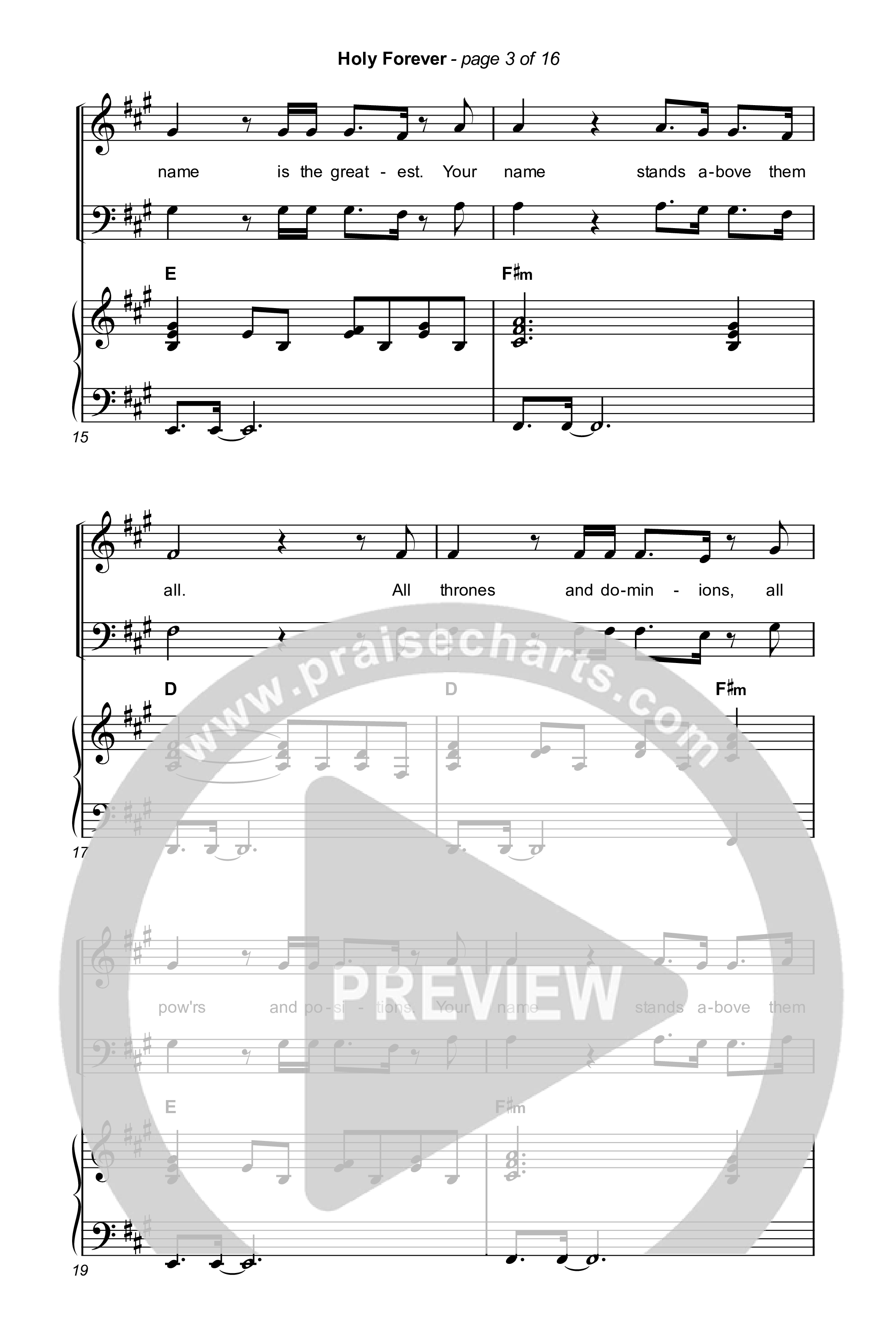 Holy Forever (Worship Choir SAB) Octavo (SAB & Pno) (Chris Tomlin / Arr. Mason Brown)