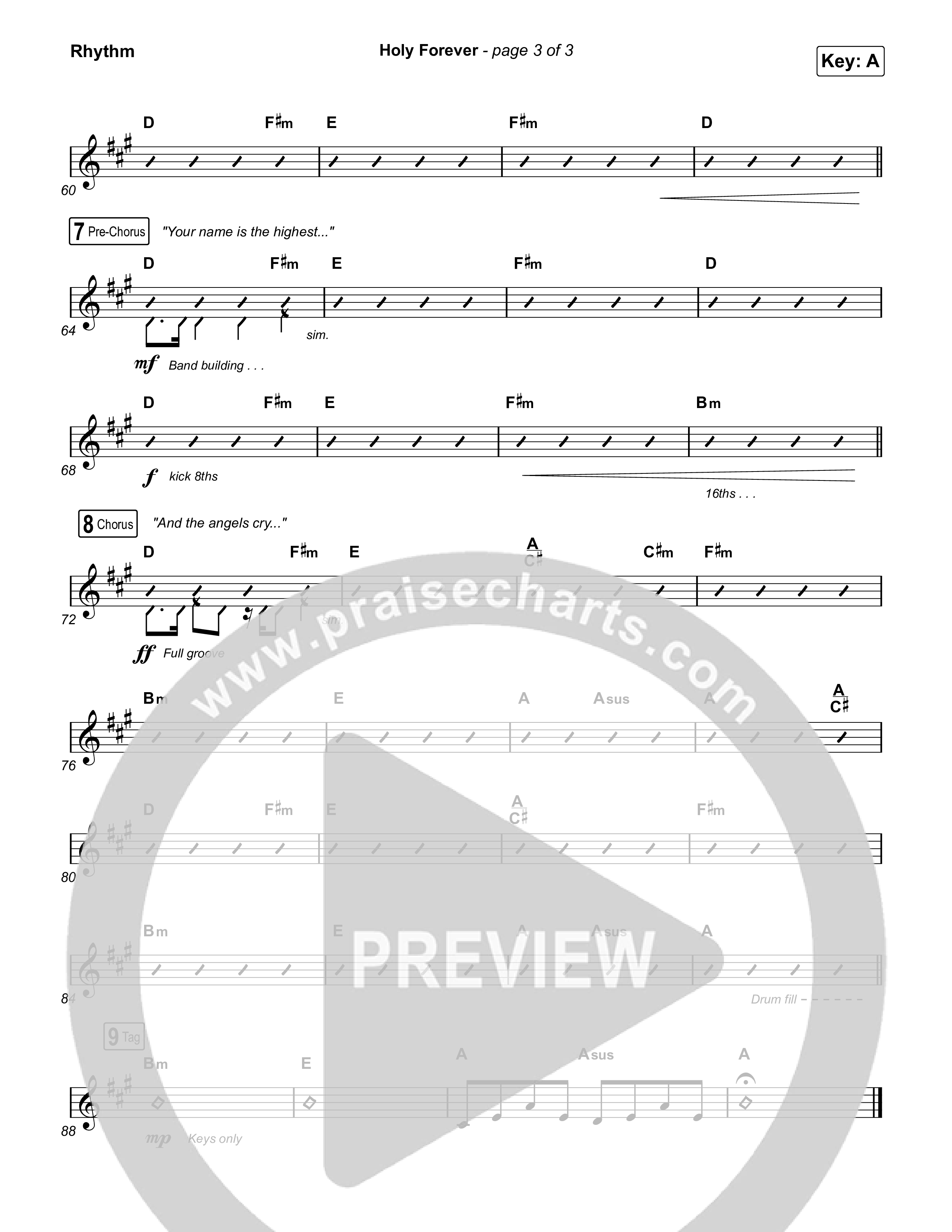 Holy Forever (Worship Choir SAB) Rhythm Chart (Chris Tomlin / Arr. Mason Brown)