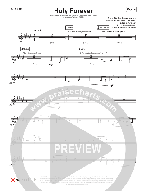 Holy Forever (Worship Choir SAB) Alto Sax (Chris Tomlin / Arr. Mason Brown)