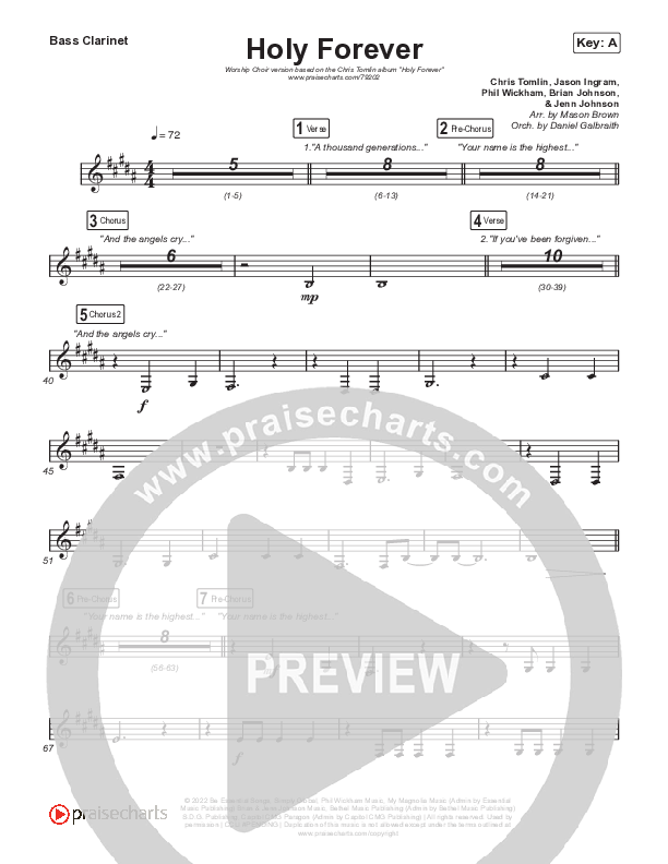 Holy Forever (Worship Choir SAB) Bass Clarinet (Chris Tomlin / Arr. Mason Brown)