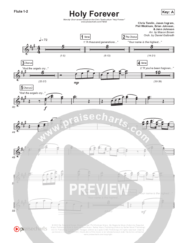 Holy Forever (Worship Choir SAB) Flute 1/2 (Chris Tomlin / Arr. Mason Brown)