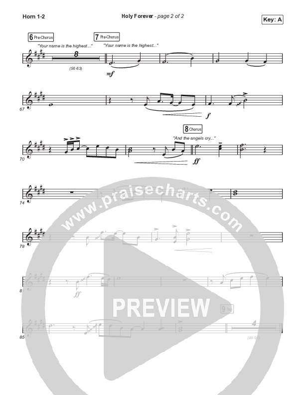 Holy Forever (Worship Choir SAB) French Horn 1/2 (Chris Tomlin / Arr. Mason Brown)