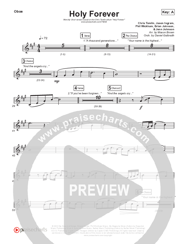 Holy Forever (Worship Choir SAB) Oboe (Chris Tomlin / Arr. Mason Brown)