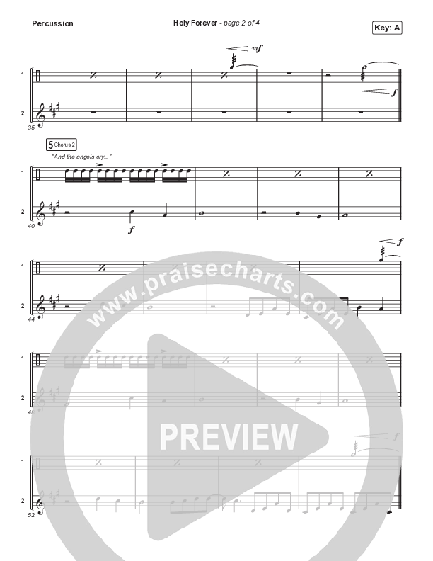 Holy Forever (Worship Choir SAB) Percussion (Chris Tomlin / Arr. Mason Brown)